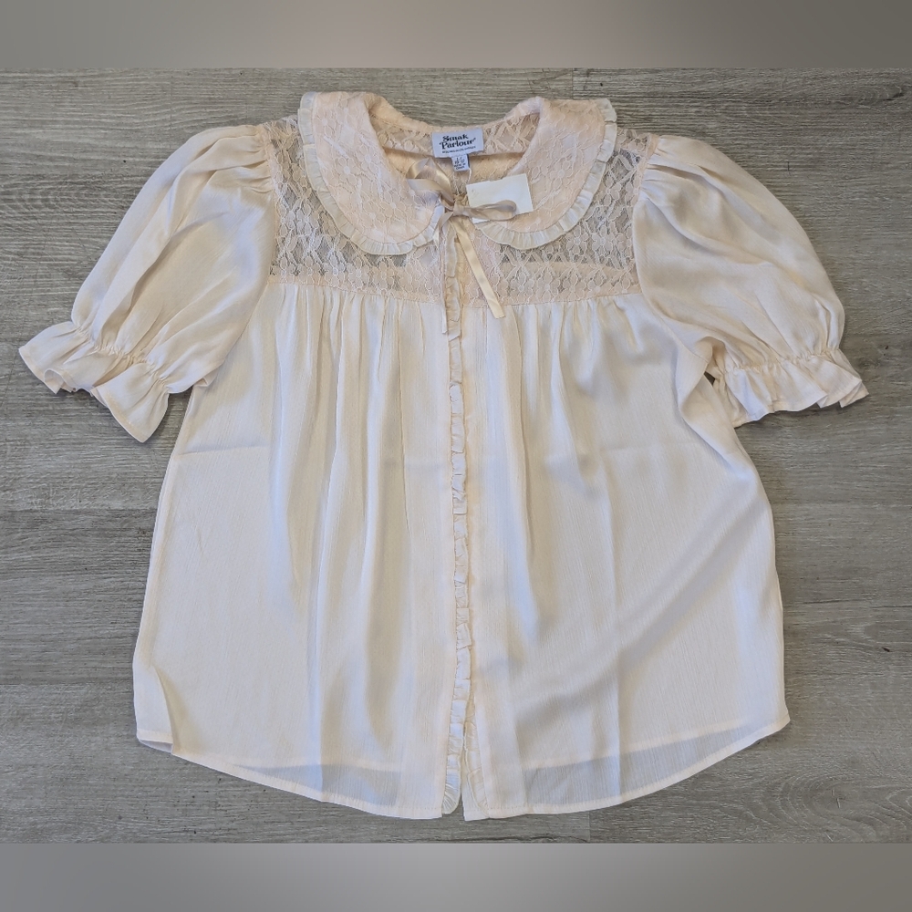 Smak Parlour Cream Blouse with Lace